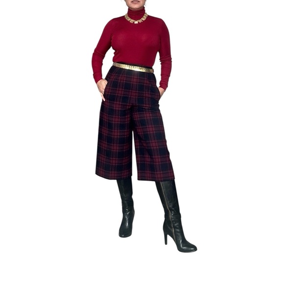 Noblegout Pants - Noblegout Plaid 100% Wool Capri Trousers – Culottes - Size  XS